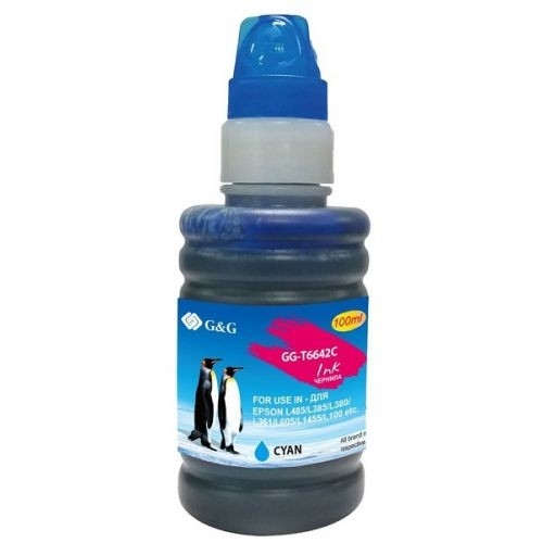 картинка чернила g&g gg-t6642c голубой100мл для epson l100, l110, l120, l130, l132, l210, l222 магазин Tovar-RF.ru являющийся официальным дистрибьютором в России картинка чернила g&g gg-t6642c голубой100мл для epson l100, l110, l120, l130, l132, l210, l222 от магазина Tovar-RF.ru