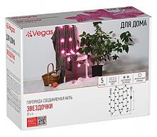 картинки электрогирлянда vegas 55176 электрогирлянда нить "звездочки" 20 розовых led ламп, прозрачный провод, постоянный, соединяемая, 5м + 5 м шнур до питания, 220v / 8 от магазина Tovar-RF.ru