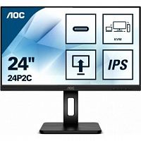 картинка lcd aoc 23.8" 24p2c black с поворотом экрана  ips 1920x1080 75hz 4ms 178/178 250cd hdmi displayport1.2 4xusb3.2 usb-c mm  от магазина Tovar-RF.ru