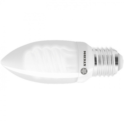 картинка Лампа компактная люминесцентная свечка, 9 W, 2700K, E27, 8000ч Stern от магазина Tovar-RF.ru