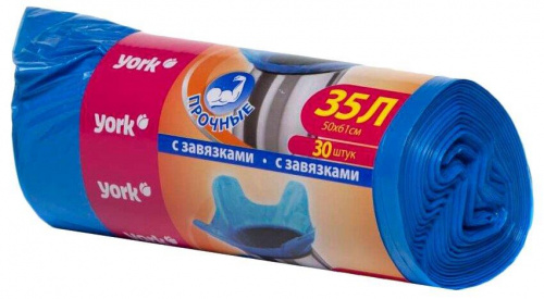 картинка Мешки для мусора YORK с завязками YORK 35л (30шт.) 902160 от магазина Tovar-RF.ru