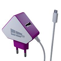 картинка сзу more choice (4627151193359) nc42m сзу 2usb 1.5a micro usb с кабелем white purple от магазина Tovar-RF.ru
