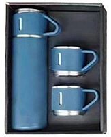 картинка термос mallony набор: термос + термокружки festa, 0,5 л (3 кружки), синий (106055)от магазина Tovar-RF.ru