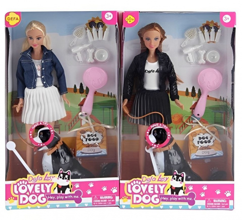 картинка игрушка no name кукла в наборе с аксессуарами (29 см) "сабрина с собакой" (микс: 2 вида) (в коробке) 8428d пп-00177511 от магазина Tovar-RF.ru