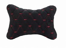 картинка подушка-подголовник nova bright черная с прострочкой красной ромбиками (26х17см) 48077 от магазина Tovar-RF.ru