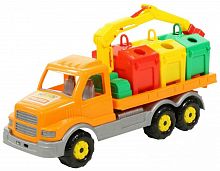 картинка игрушка полесье volvo , автомобиль-трейлер + автокар + конструктор супер-микс - 30 элементов на поддоне (в коробке) 1572 4076 от магазина Tovar-RF.ru