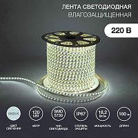 картинка Лента светодиодная NEON-NIGHT (142-703) LED лента 220 В, 6.5x17 мм, IP67, SMD 5730, 120 LED/m, цвет свечения белый, 100 м от магазина Tovar-RF.ru