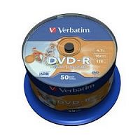 картинка verbatim  диски dvd-r  4.7gb 16х, wide photo inkjet printable, 50шт, cake box (43533/43649) от магазина Tovar-RF.ru
