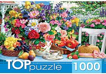 картинка мозаика toppuzzle пазлы 1000 элементов. хтп1000-2174 летний натюрморт и шляпа пп-00118024 от магазина Tovar-RF.ru