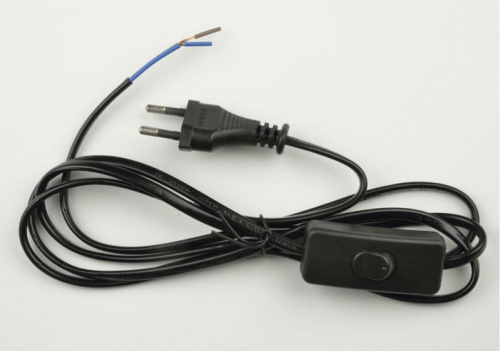 картинка сетевой шнур с вилкой и выключателем uniel (ul-00004429) ucx-c10/02a-170 black от магазина Tovar-RF.ru