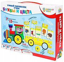 картинка игра настольная рыжий кот умный паровозик "учим буквы и цвета" bright kids ин-7634) от магазина Tovar-RF.ru