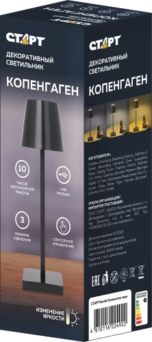 картинка Декоративный светильник СТАРТ (450) Nordic Копенгаген черный от магазина Tovar-RF.ru