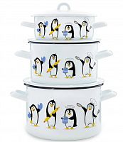 картинка Набор посуды ЭСТЕТ Набор посуды ЭТ-75101 Пингвины цилиндрический 2.0+3.0+4.0л 6 пр от магазина Tovar-RF.ru