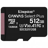 картинка micro securedigital 512gb kingston class 10 uhs-i u3 canvas select plus sdcs2/512gbsp w/o adapter от магазина Tovar-RF.ru