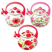 картинка Чайник VETTA Чайник эмалированный со свистком 2,2л "Цветы", 3 дизайна 894-406 от магазина Tovar-RF.ru