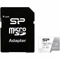 картинка micro securedigital 128gb silicon power class10 sp128gbstxda2v20sp superior + adapter от магазина Tovar-RF.ru