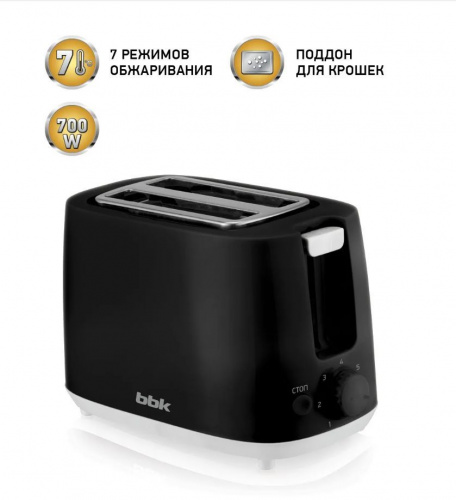 картинка тостер bbk tr82 черный от магазина Tovar-RF.ru