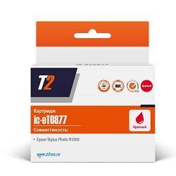 картинка t2 c13t087740 картридж t2 (ic-et0877) для epson stylus photo r1900, красный, с чипом от магазина Tovar-RF.ru