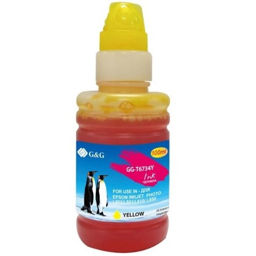картинка чернила g&g gg-t6734y желтый100мл для epson l800, l805, l810, l850 от магазина Tovar-RF.ru
