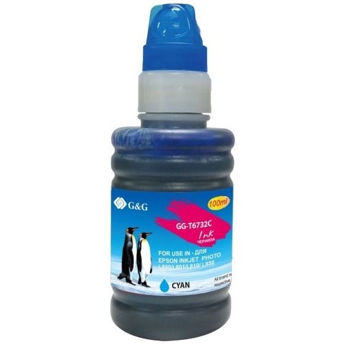 картинка чернила g&g gg-t6732c голубой100мл для epson l800, l805, l810, l850 от магазина Tovar-RF.ru