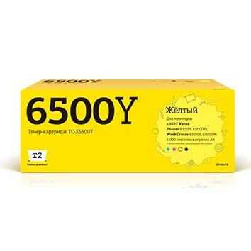 картинка t2 106r01603 [tc-x6500y] картридж xerox phaser 6500n/6500dn/workcentre 6505n/6505dn (2000 стр.) желтый, с чипом от магазина Tovar-RF.ru