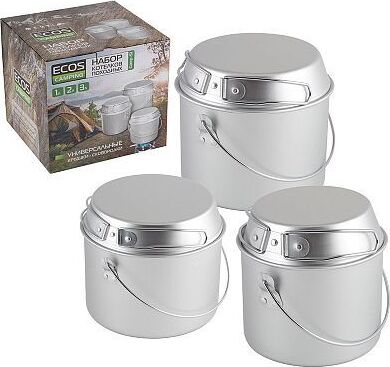 картинка набор котелков походных (1.2л 1.8л 3л) camp-s1 ecos набор котелков походных (1.2л 1.8л 3л) camp-s1 991008 ecos набор котелков походных (1.2л; 1.8л; 3л) camp-s1 991008от магазина Tovar-RF.ru