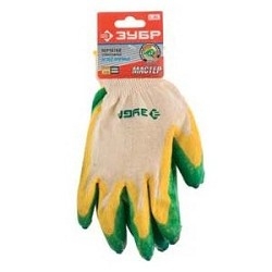 картинка ЗУБР Перчатки "МАСТЕР" трикотажные, х/б, двойная обливная ладонь из латекса, S-M [11459-S] от магазина Tovar-RF.ru