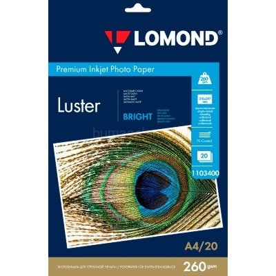 картинка Фотобумага ПРЕМИУМ для стр.печати LOMOND А4  260 г/м2 односторонняя Bright Luster 20л от магазина Tovar-RF.ru