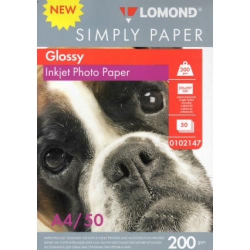 картинка LOMOND 0102147 Фотобумага Simply  A4/200г/м2/50л./белый CIE148% глянцевое для струйной печати от магазина Tovar-RF.ru