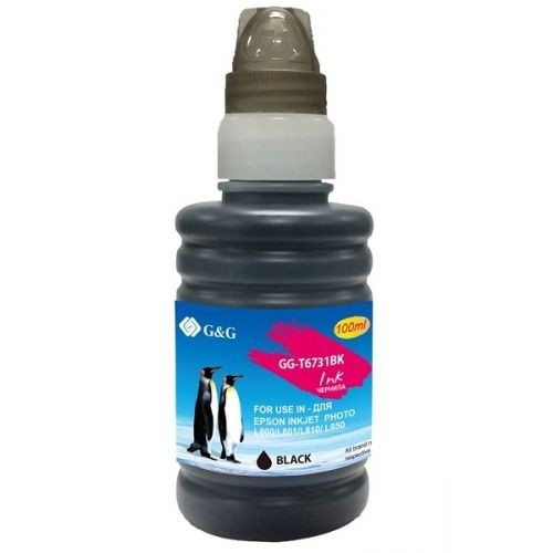 картинка чернила g&g gg-t6731bk черный100мл для epson l800, l805, l810, l850 от магазина Tovar-RF.ru