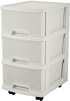 картинка Комод KEEPLEX KL379322048 Ajur с ящиками на колесиках трехсекционный компакт 37х30х52см белое облако от магазина Tovar-RF.ru