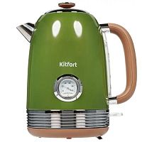 картинка чайник, kitfort, кт-6110, мощность 2200w, металлический корпус, объем 1.7л, автоотключение, отключение при снятии с подставки, зеленый от магазина Tovar-RF.ru
