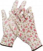 картинка Садовые перчатки GRINDA S, бело-розовые, прозрачное PU покрытие, 13 класс вязки, садовые перчатки (11291-S) от магазина Tovar-RF.ru