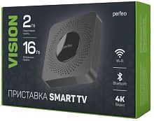картинка perfeo smart tv box приставка "vision 2/16",allwinner h618,android 12, 2gb/16gb,пульт bluetooth perfeo (pf_a4560) "vision 2/16" черный от магазина Tovar-RF.ru