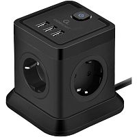 картинка cablexpert сетевой фильтр tower twr-4-u3-b-3 (4р, 10а, 3xusb, 3.1а, 3м, ур.защиты 2+) черный, коробка {22559} от магазина Tovar-RF.ru