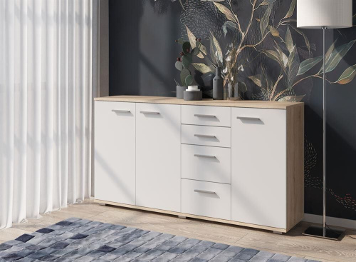 картинка Комод НК-МЕБЕЛЬ FUN комод КД-4 Дуб Сонома/Белый 71336958 (2 кор.) от магазина Tovar-RF.ru