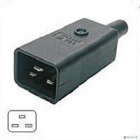 картинка hyperline con-iec320c20 разъем iec 60320 c20 220в 16a на кабель, контакты на винтах (плоские выступающие штыревые контакты в пластиковом обрамлении), прямой от магазина Tovar-RF.ru