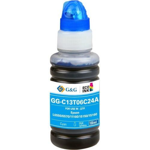 картинка чернила g&g gg-c13t06c24a №112 голубой 100мл для epson l6550/6570/11160/15150/15160 от магазина Tovar-RF.ru