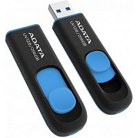 картинка a-data flash drive 256gb  uv128 auv128-256g-rbe usb3.0 черный/синий от магазина Tovar-RF.ru