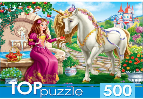 картинка мозаика toppuzzle пазлы 500 элементов. хтп500-4131 принцесса и единорог пп-00143719 от магазина Tovar-RF.ru