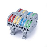 картинка Cabeus MX4-8D Клемма соединительная универсальная проходная 4-8 полюса с рычагом на DIN-рейку 0,08-2,5/4,0 (1шт) от магазина Tovar-RF.ru