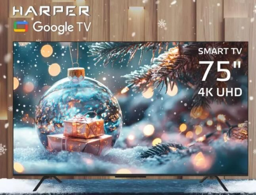 картинка led-телевизор harper 75u770ts uhd 4k smart tv google безрамочный от магазина Tovar-RF.ru