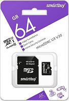картинка карта памяти smartbuy (sb64gbsdcctv) micro sdxc 064gb cl10 u3 v30 + адаптер от магазина Tovar-RF.ru