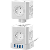 картинка cablexpert сетевой фильтр tower twr-9-u4-w-2 (9р, 16а, 4 х usb, 3.1а, 2м, ур.защиты 4+) белый, коробка {22550} от магазина Tovar-RF.ru