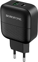 картинка сзу borofone (6931474727336) ba46a black сзу 1usb 3.0a qc3.0 быстрая зарядка от магазина Tovar-RF.ru