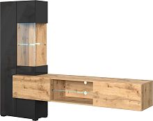 картинка Гостиная НК-МЕБЕЛЬ POINT ТИП-70 гостиная Дуб Вотан/Чёрный глянец 71774992 (2 кор.) от магазина Tovar-RF.ru