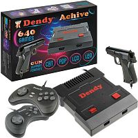 картинка игровая консоль dendy achive 640 игр + световой пистолет черная от магазина Tovar-RF.ru