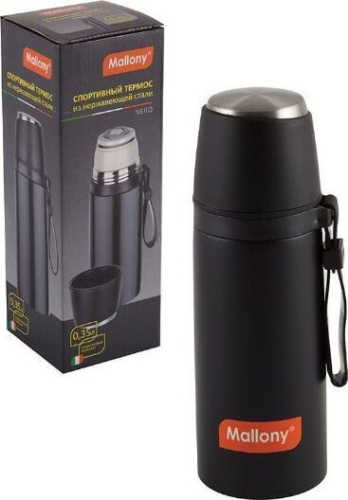 картинка термос с чашкой и силиконовым ремешком mallony nero, 0,35 л (005241) mallony термос с чашкой и силиконовым ремешком nero, 0,35 л (005241)от магазина Tovar-RF.ru