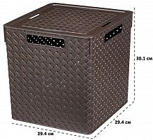 картинка Коробка для хранения VIOLET Коробка для хранения квадратная "Береста" с крышкой 23л 294х294х301 (венге) 6823105 от магазина Tovar-RF.ru