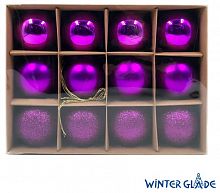 картинка Набор ёлочных шаров WINTER GLADE Набор ёлочных шаров пластик, 6 см, 12 шт, фиолетовый микс, 6012G005 от магазина Tovar-RF.ru